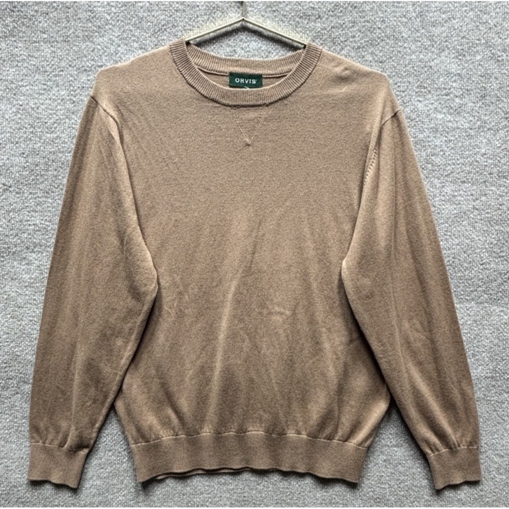 Orvis Silk Cashmere Blend Pullover Mens Medium Camel Tan Cotton Blend NEW NWT‎